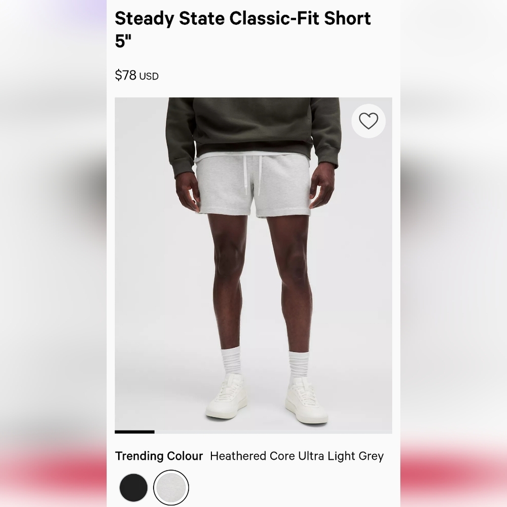 SOLD -  Lululemon Steady State Classic-Fit Short 5"